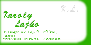 karoly lajko business card